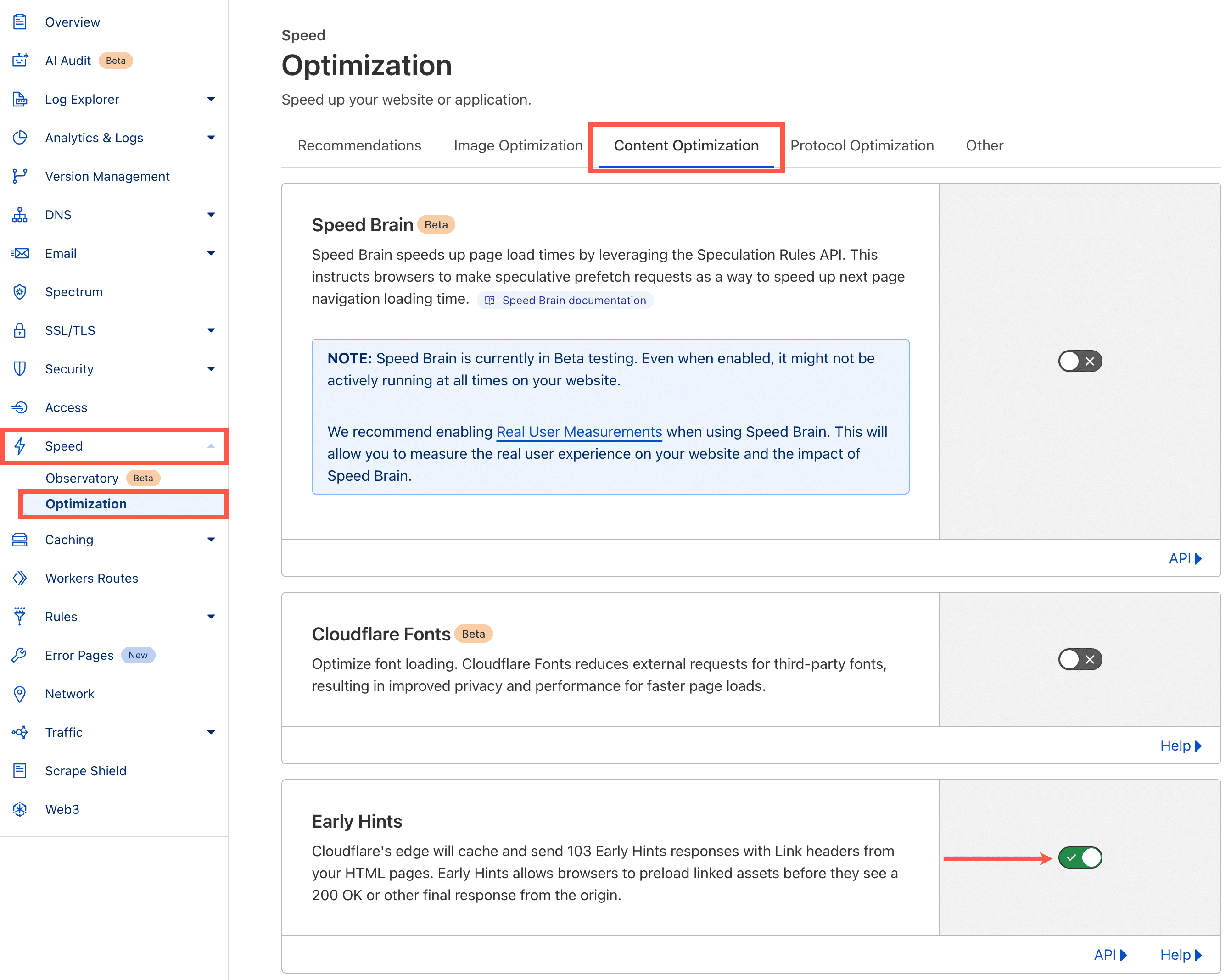 Enable Early Hints within Cloudflare.