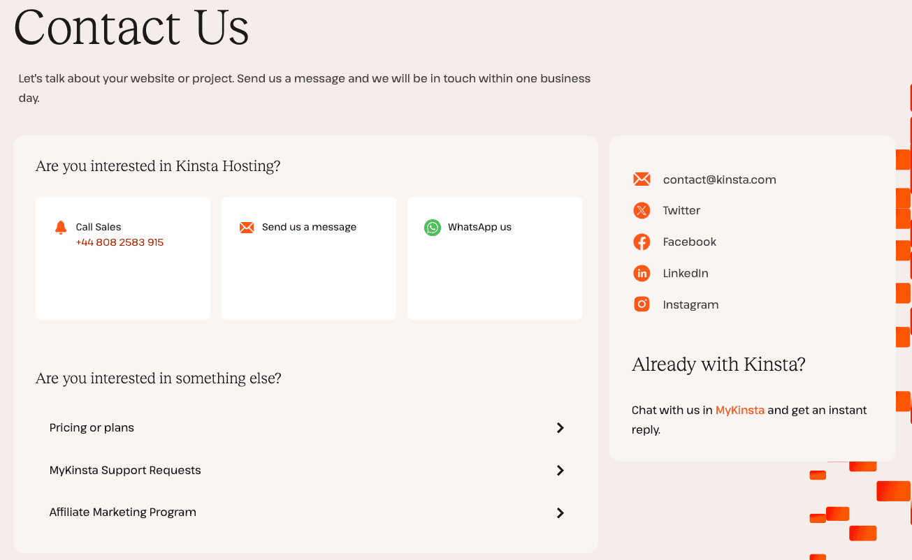 Contact Kinsta sales through our Contact us page.