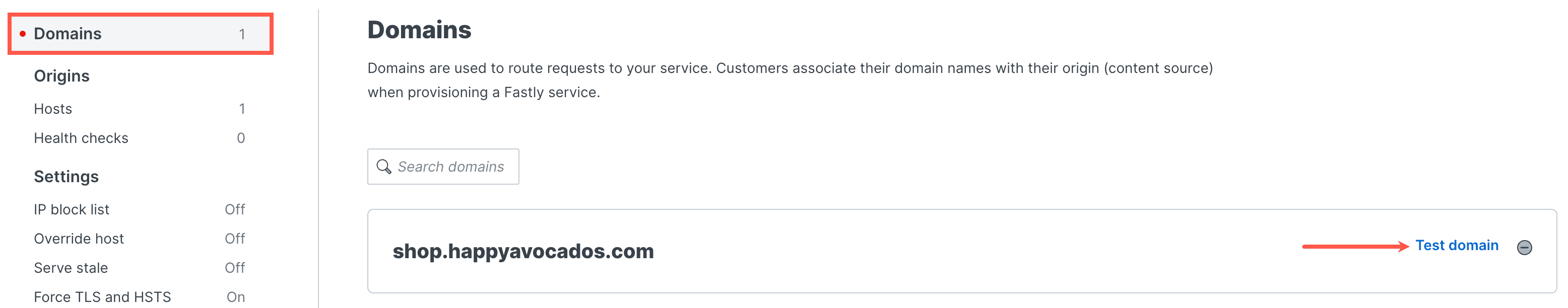 Opening your Fastly test domain.