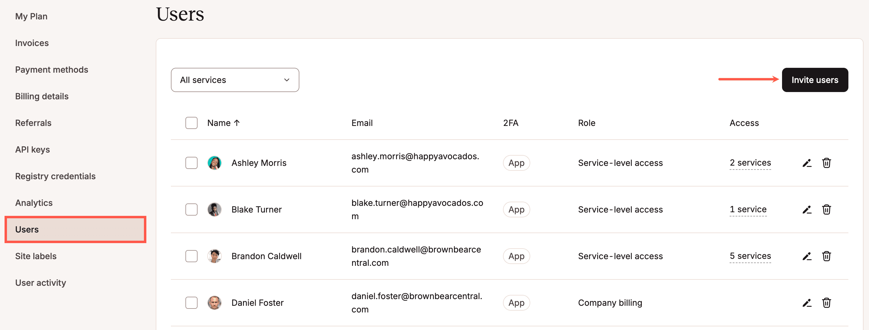 Nodig gebruikers uit voor je bedrijf in MyKinsta.