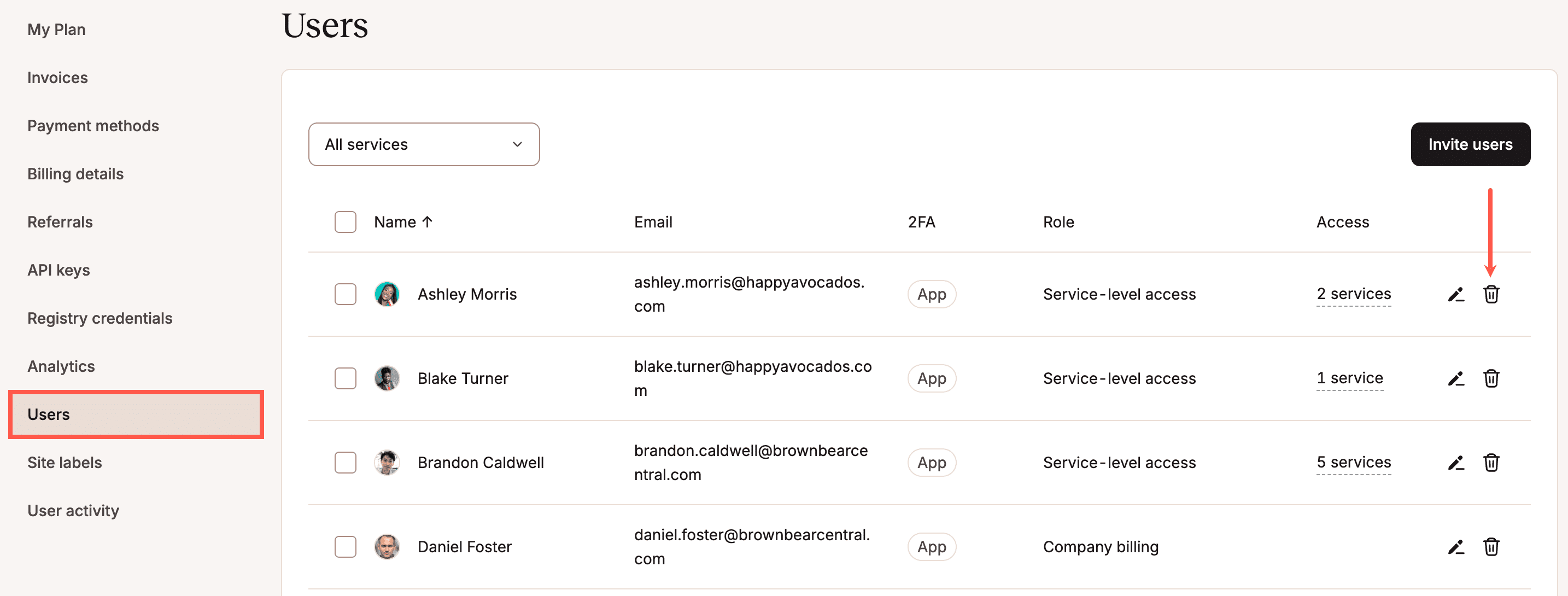 Verwijder een gebruiker uit een bedrijf in MyKinsta.
