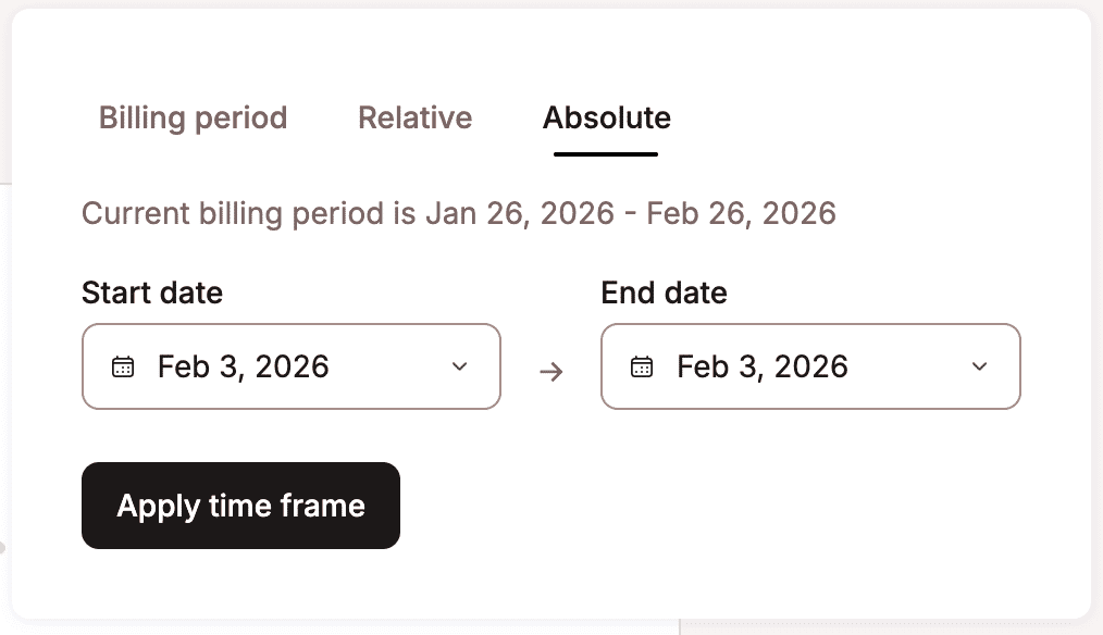 Analytics absolute date selector.