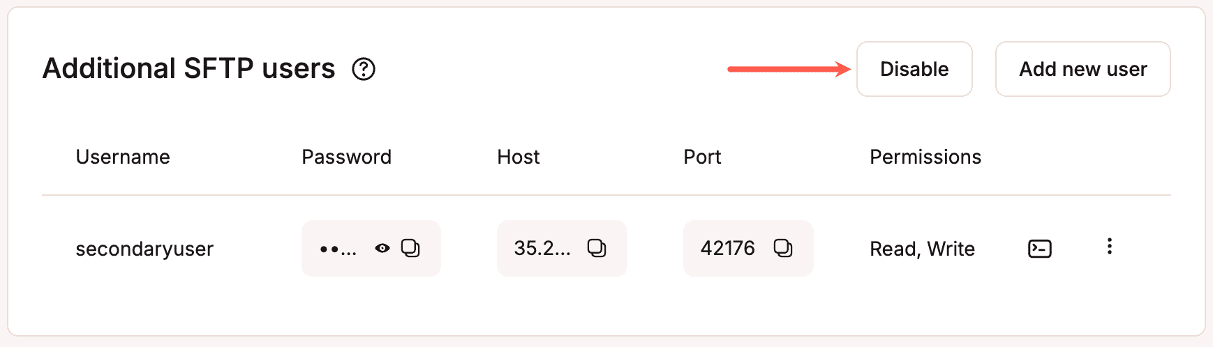 Disable additional SFTP users.
