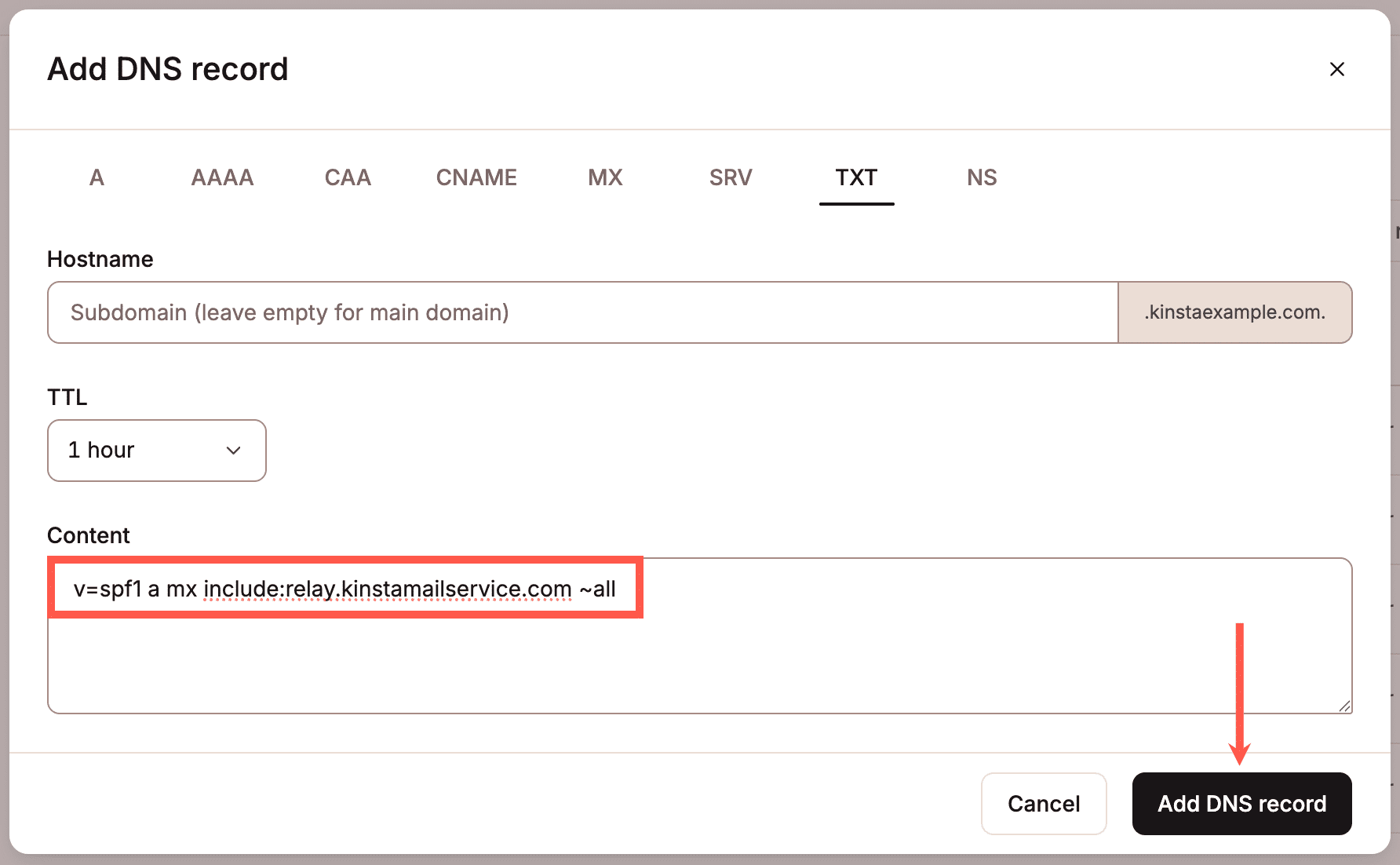 Add SPF TXT record for MailChannels.
