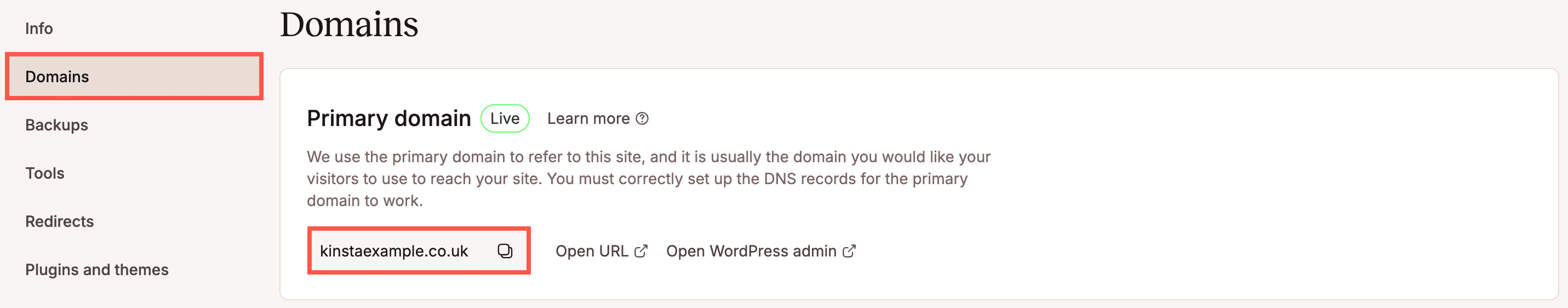Nuovo dominio primario in MyKinsta.