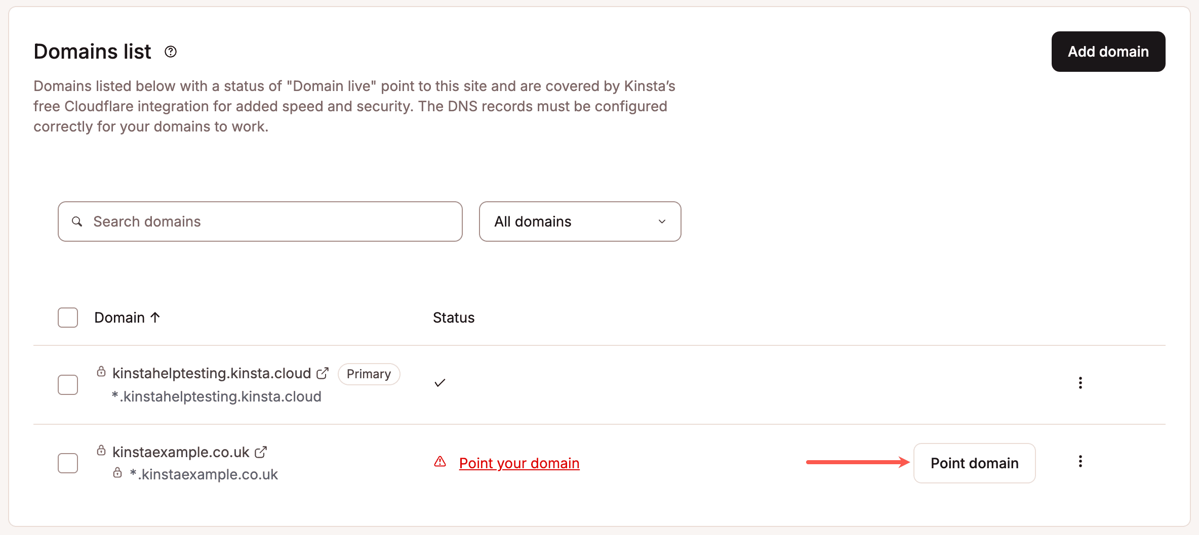 Point your domain to Kinsta.