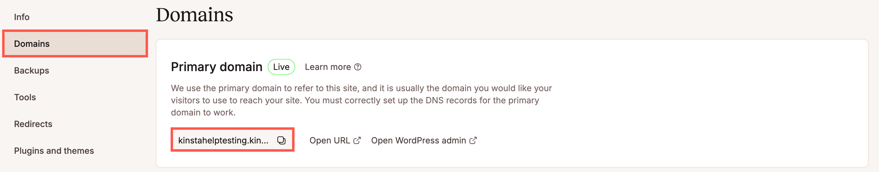 WordPress temporary URL for a Kinsta site