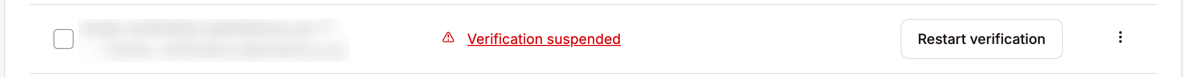 Verification suspended on your domain.