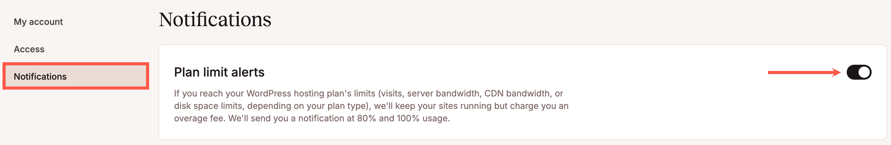 Enable or disable plan limit alerts.