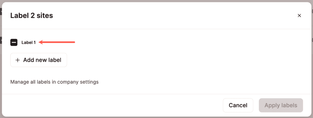 Label 1 added in MyKinsta.