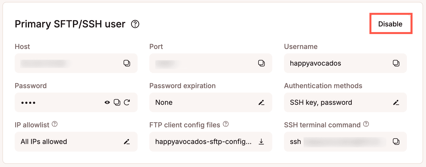 Disable SFTP/SSH access.
