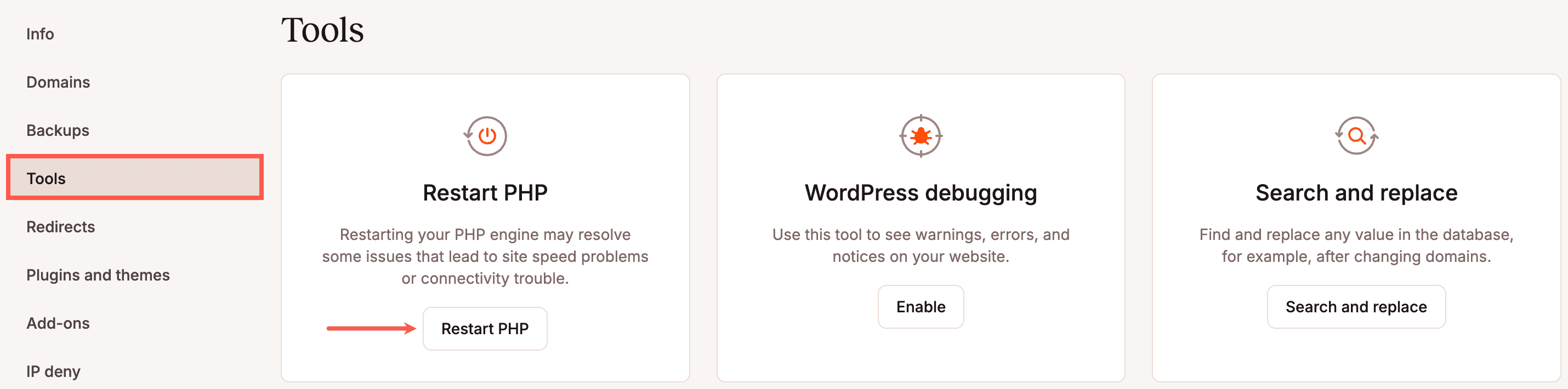 Restart PHP in MyKinsta.