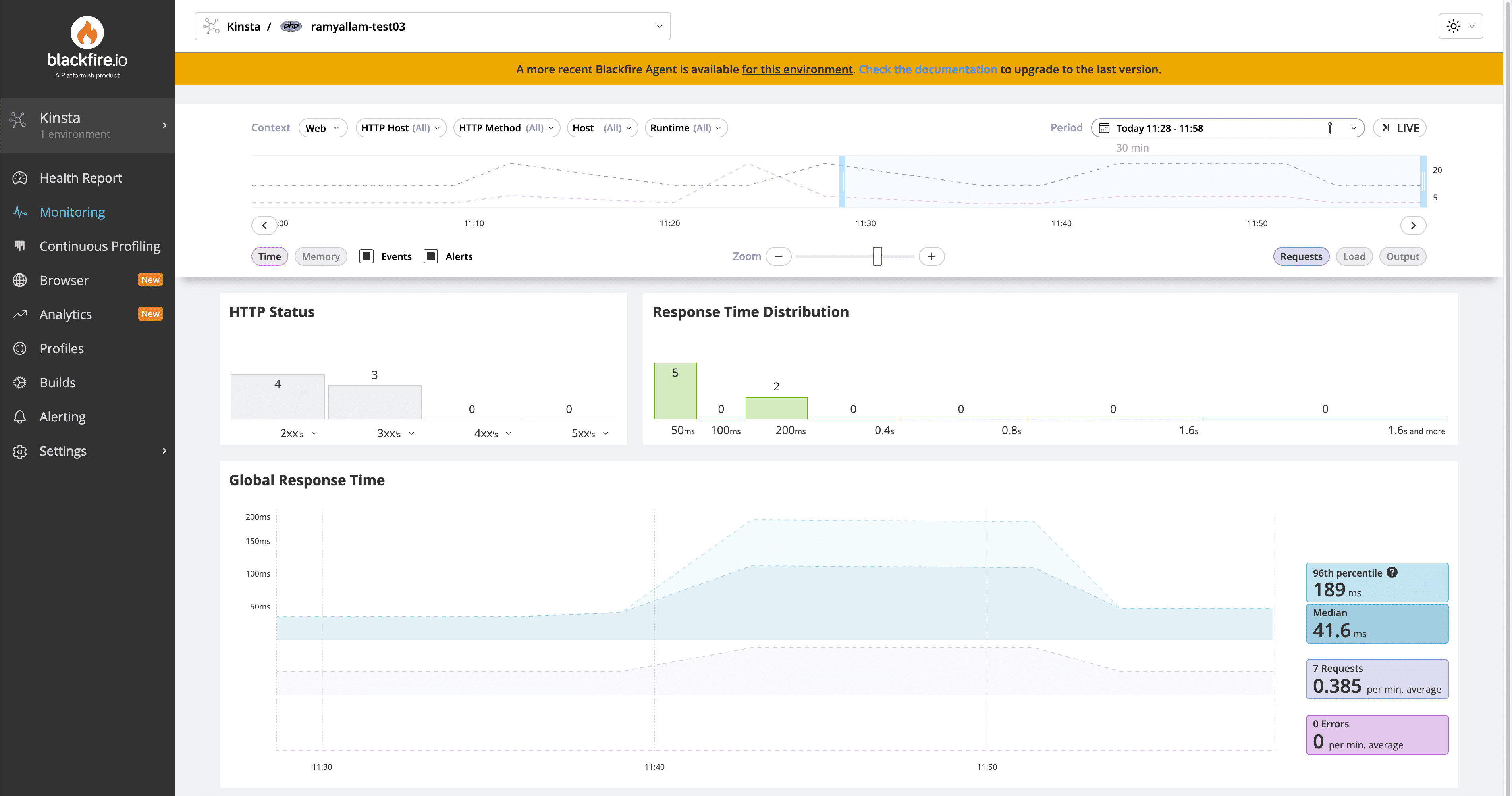 View your performance data within Blackfire. 