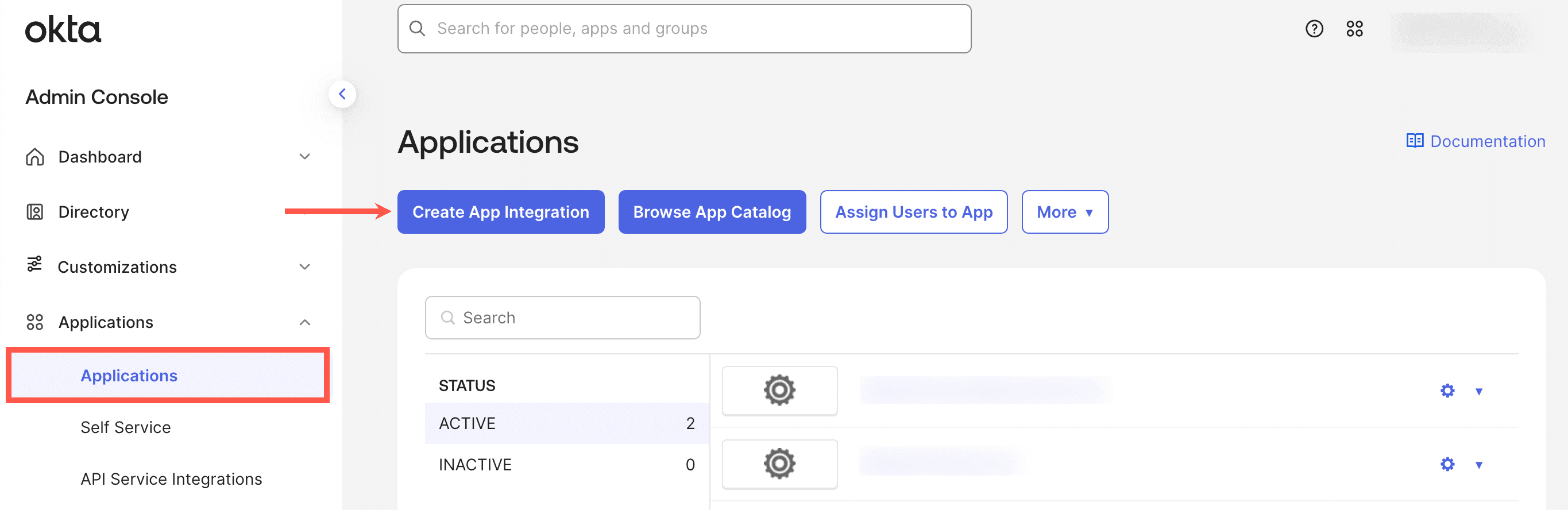 Create the app integration within Okta.