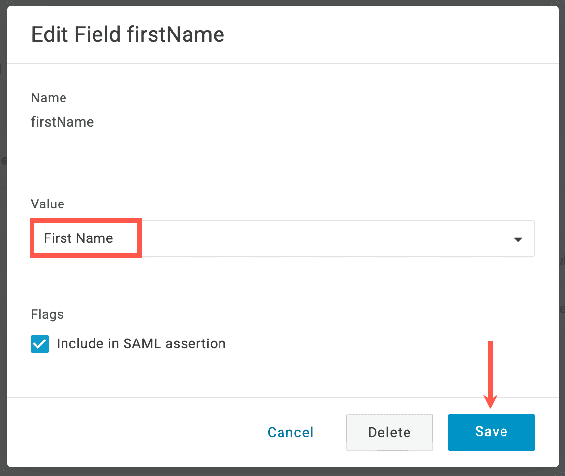Wähle den Parameterwert in OneLogin aus