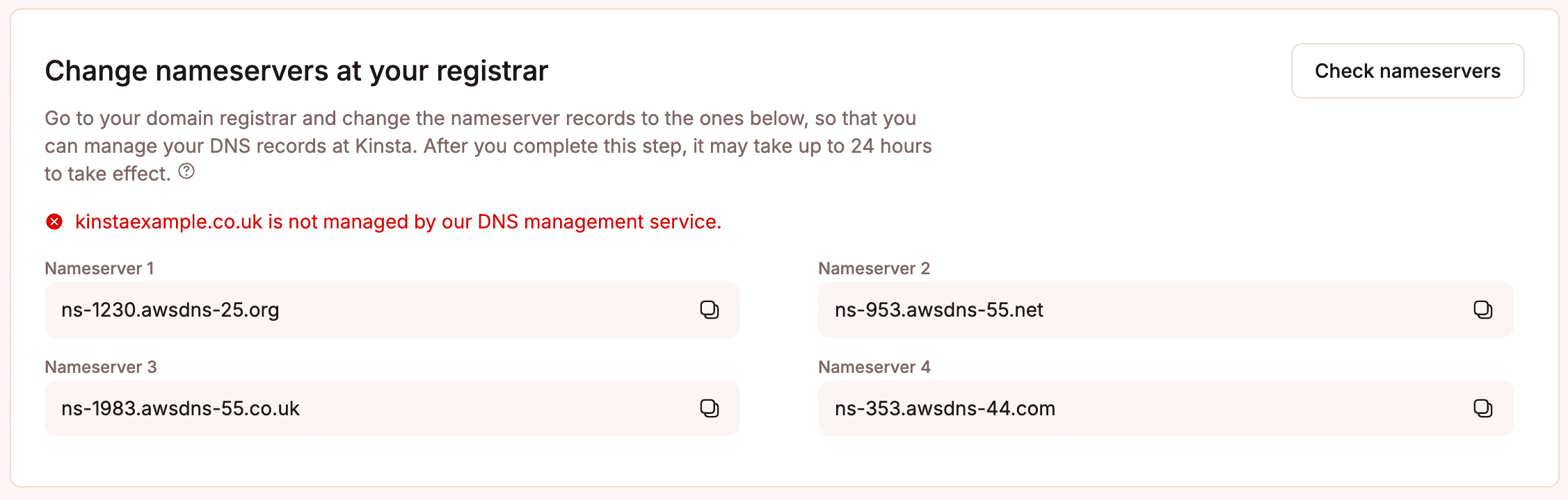 Nameservers in MyKinsta.
