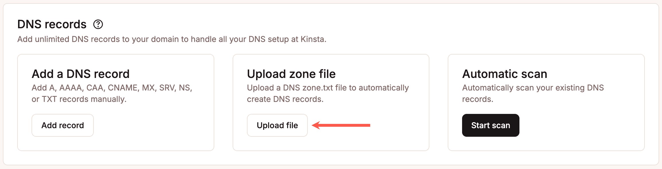 Upload a .txt file to MyKinsta.