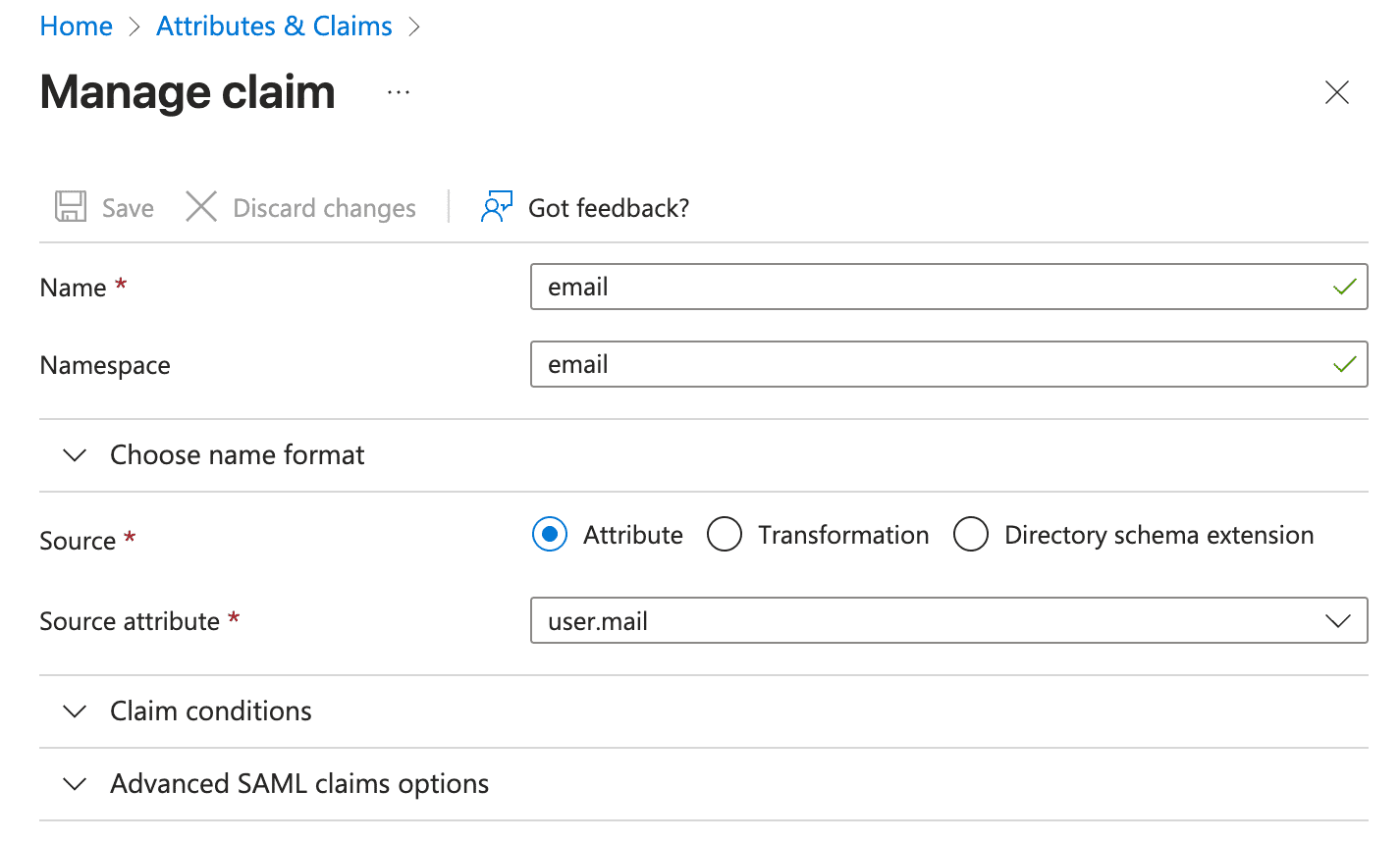 Aktualisiere den E-Mail-Anspruch in Microsoft Entra