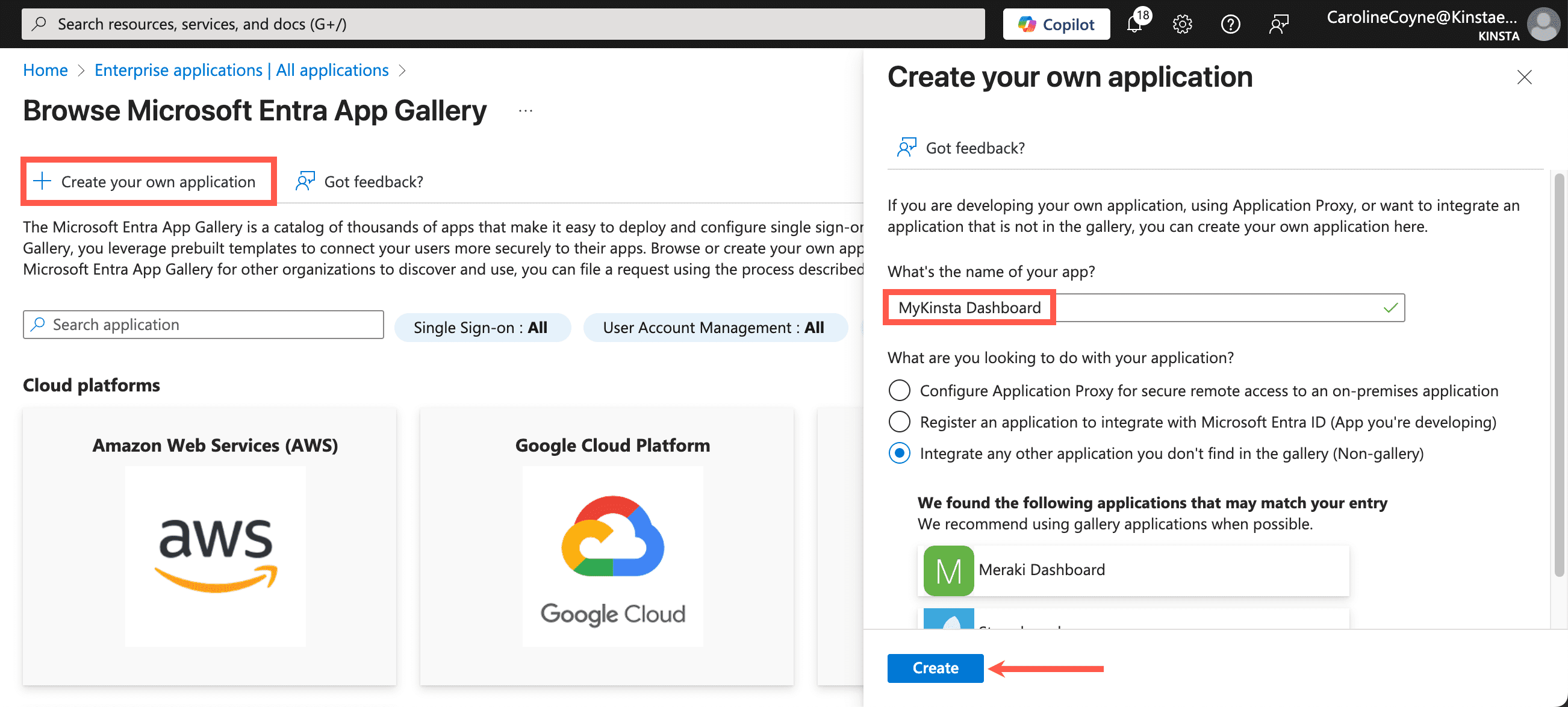 Create your own application in Microsoft Entra.