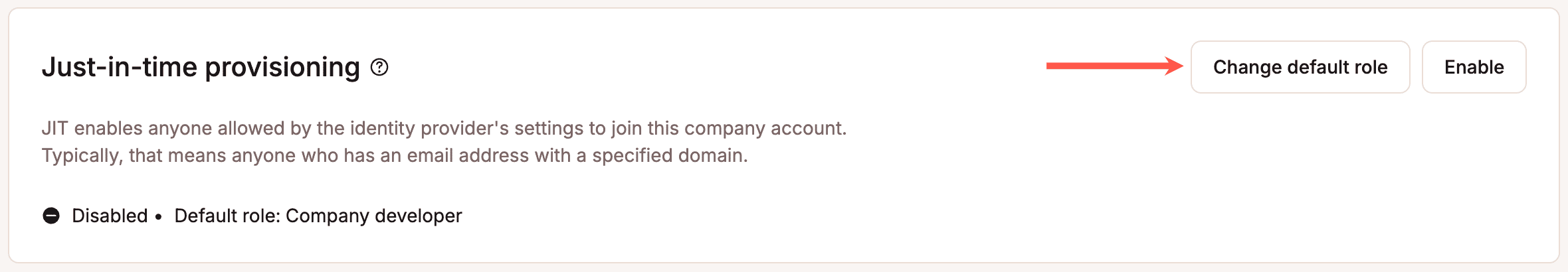 Change the default access level for JIT provisioning.