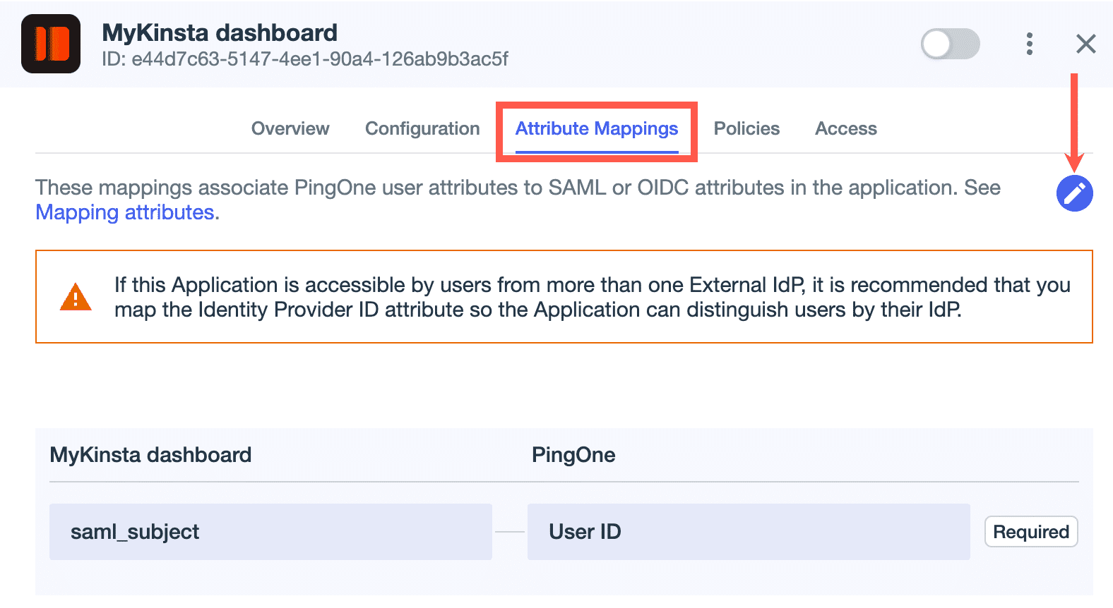 Edit the attribute mappings in Ping Identity.