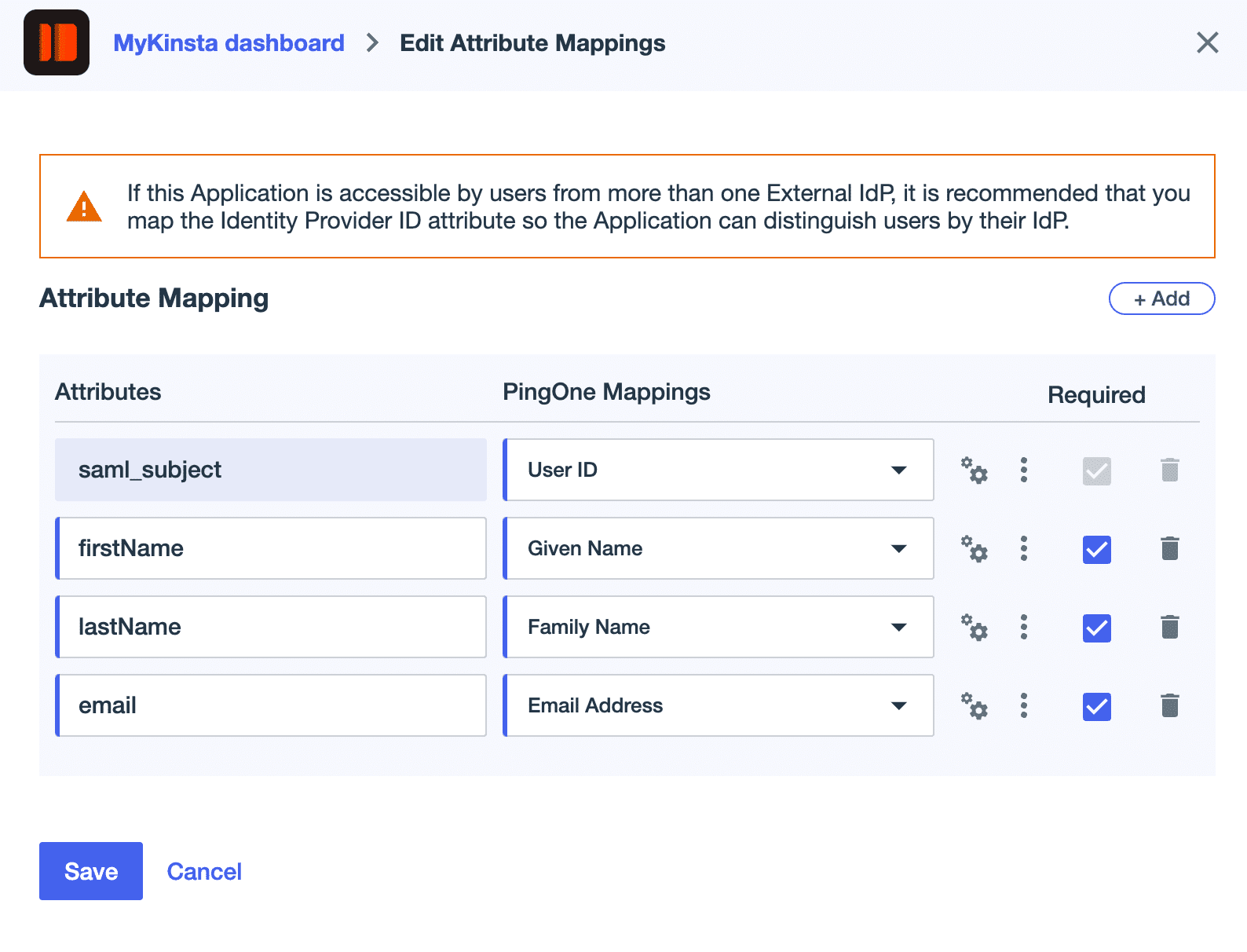 Map the required attributes in Ping Identity.