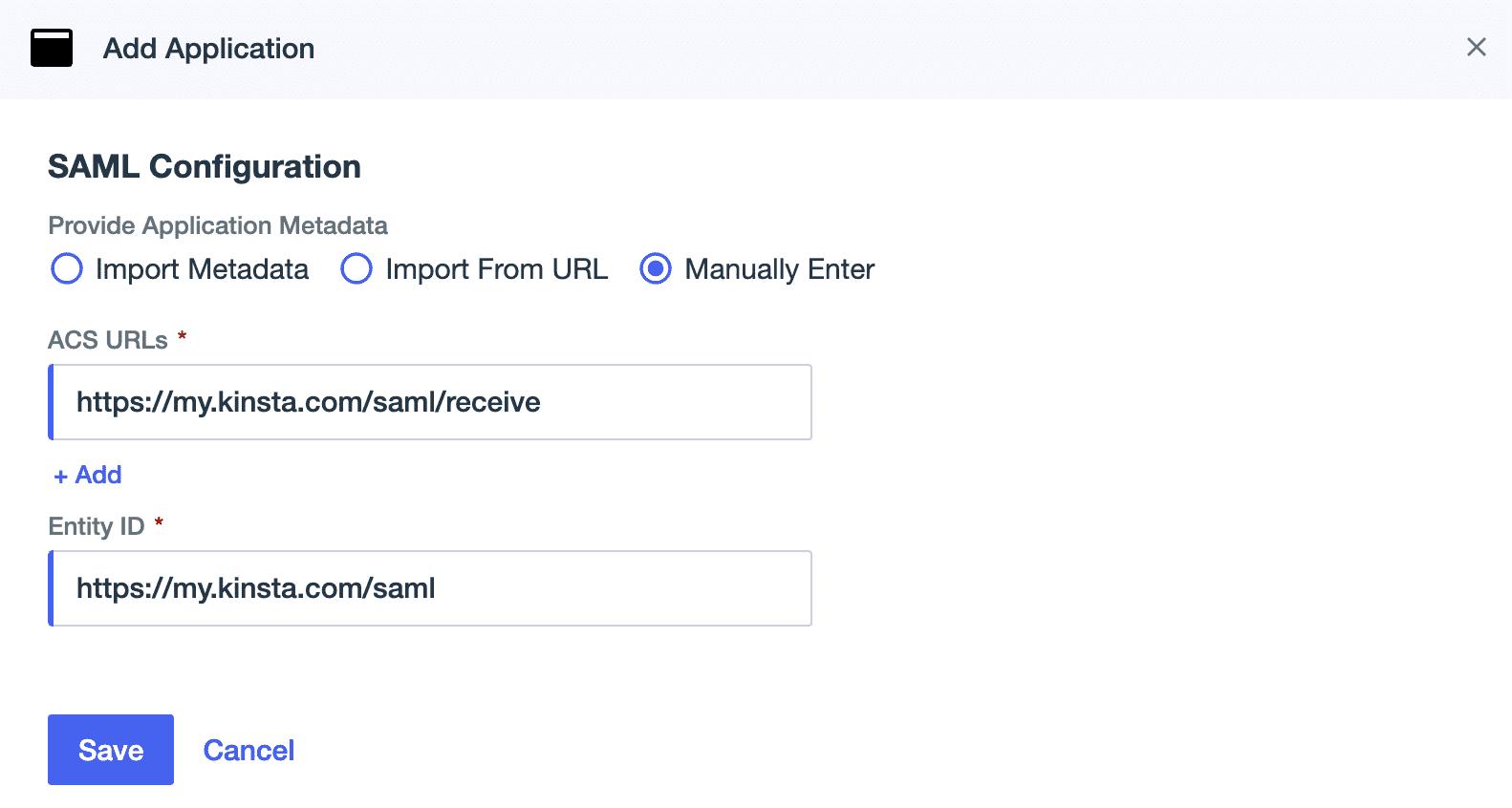 SAML Configuration in Ping Identity.