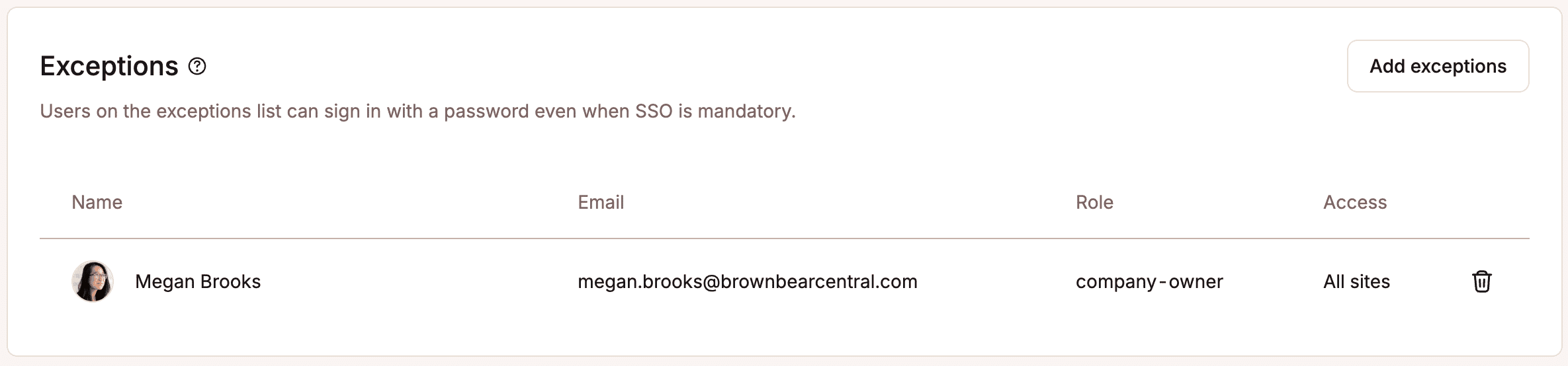 Users who can still sign on with a password when mandatory SSO is enabled.