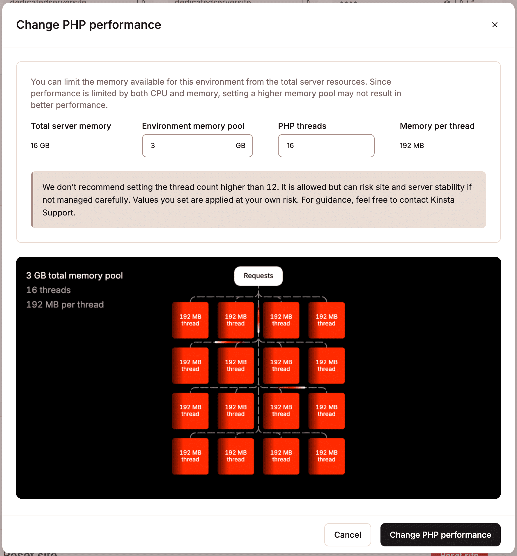 Change PHP performance on a dedicated server.