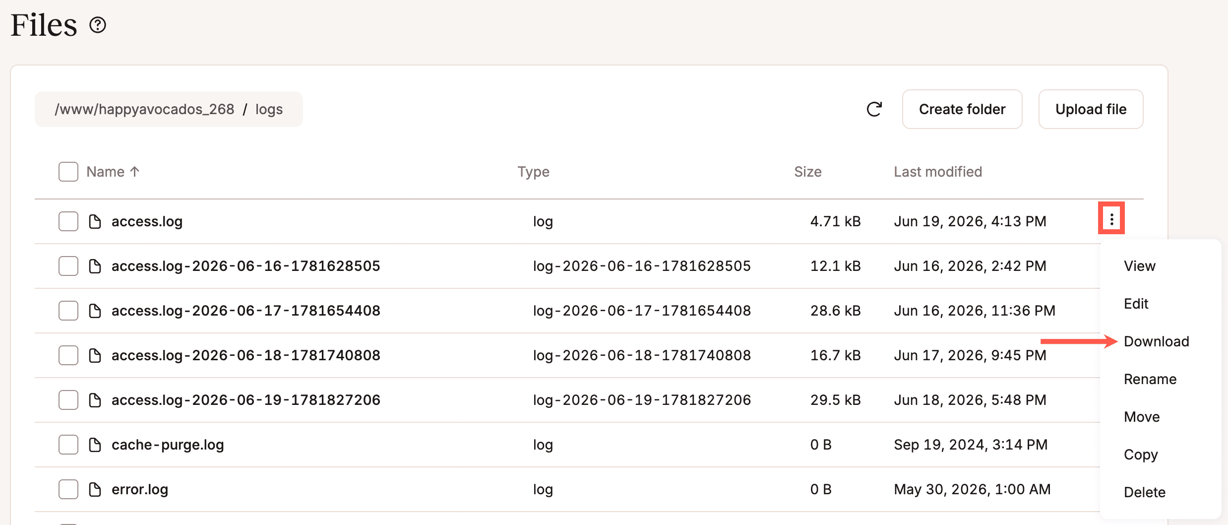 Download the log file.