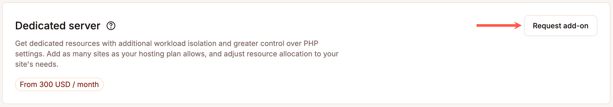 Request the dedicated server add-on.