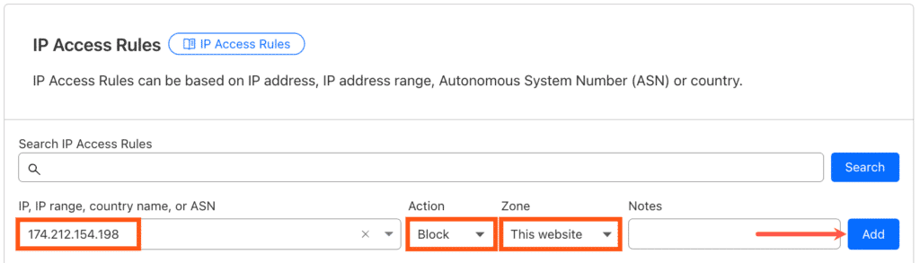 IPアクセスルールを追加