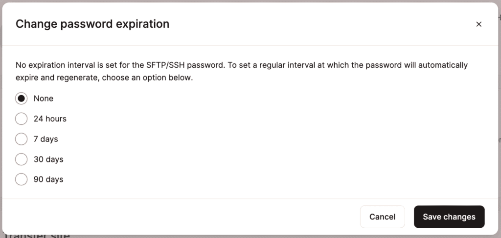 Choose the interval for the password expiration.