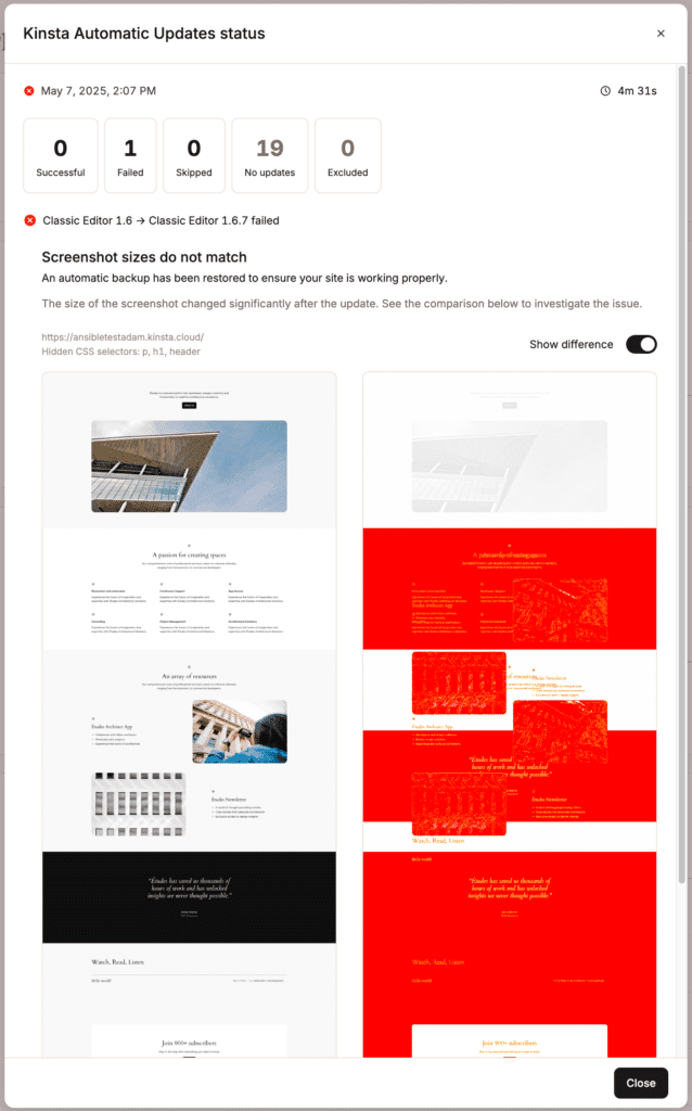 Failed update due to screenshot size difference.