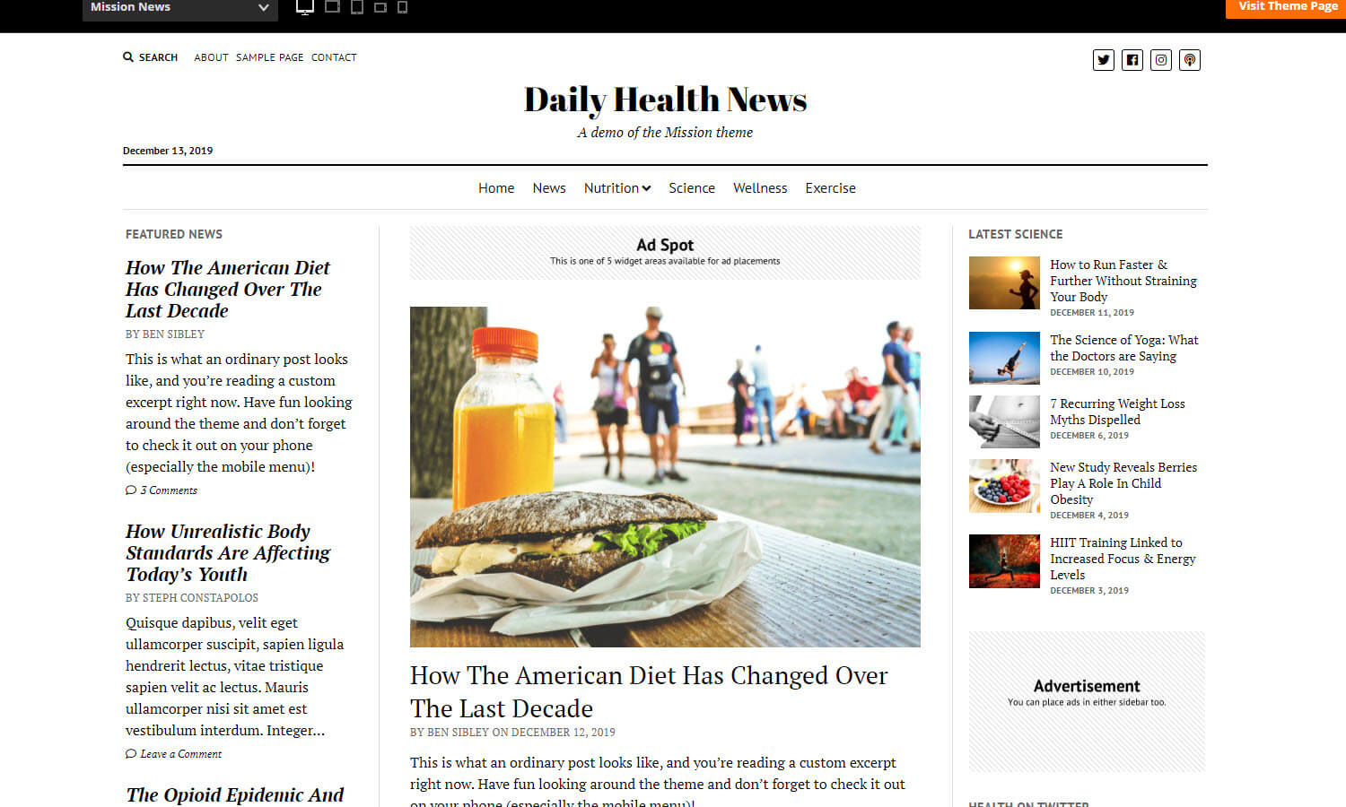 Mission News Theme Screenshot