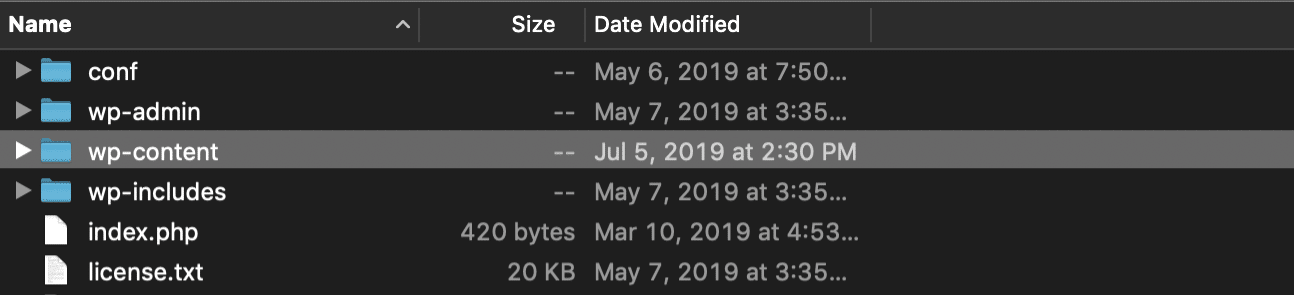 WordPress wp-content Ordner
