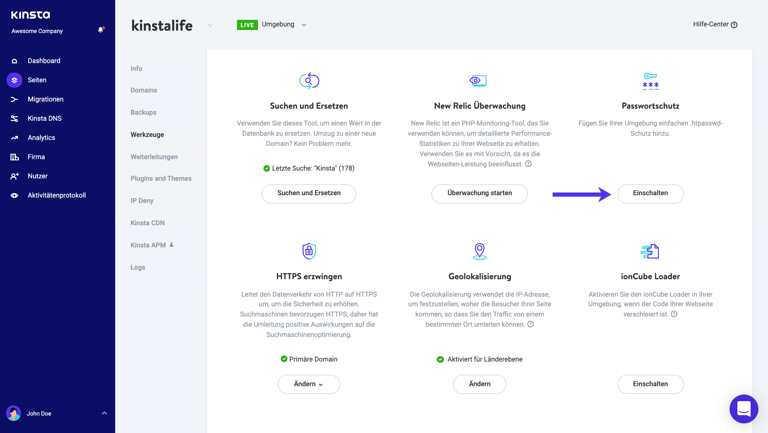 Aktiviere den Passwortschutz für deine WordPress Webseite.