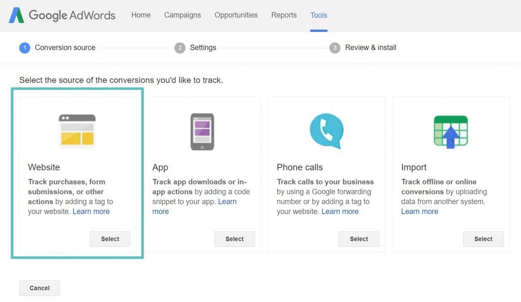 AdWords Webseiten-Conversion