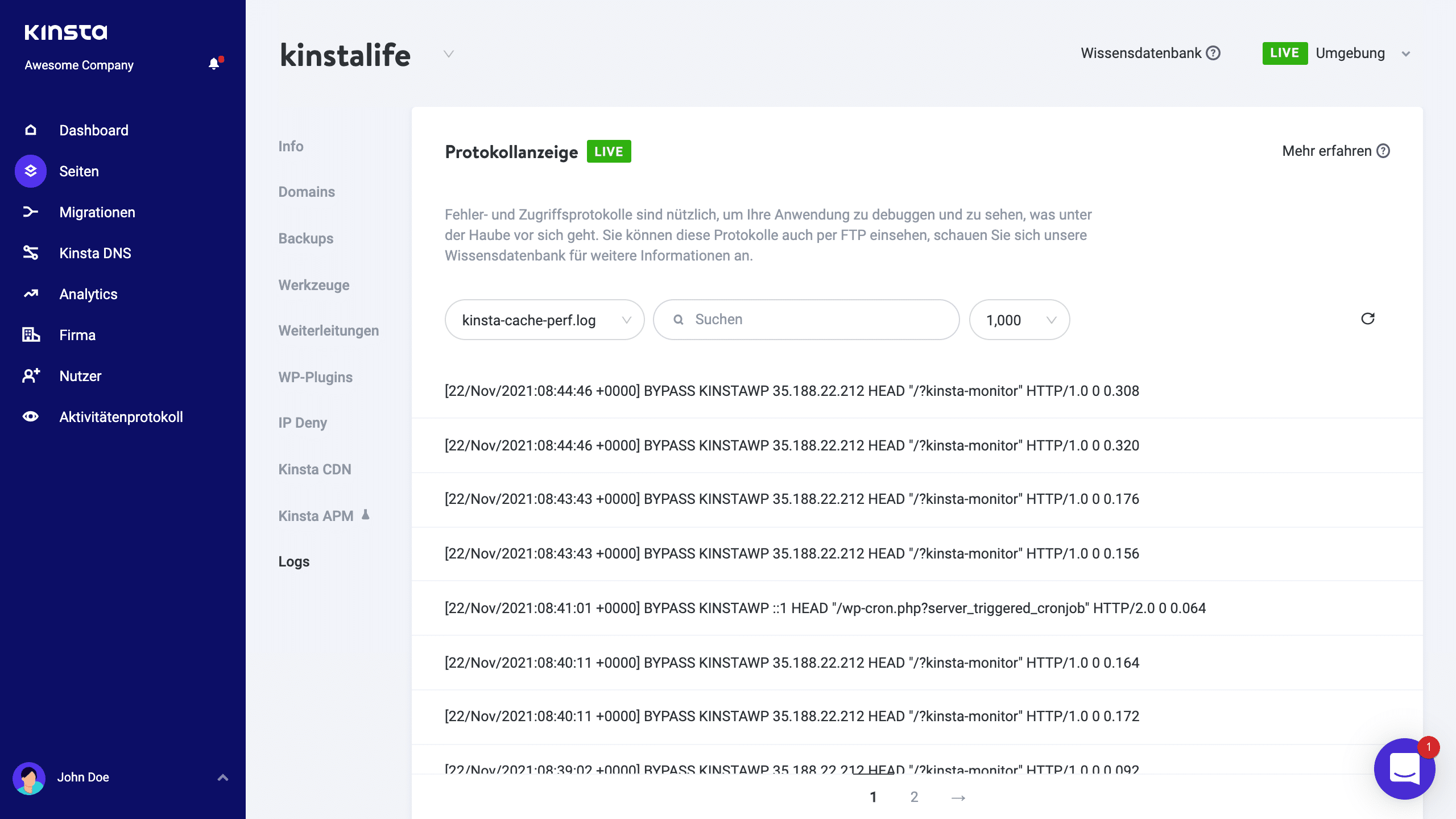 WordPress Cache-Protokoll