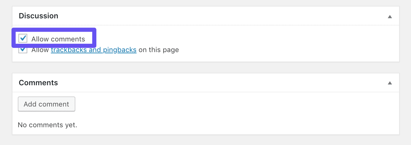 Diskussionseinstellungen und Kommentare zulassen