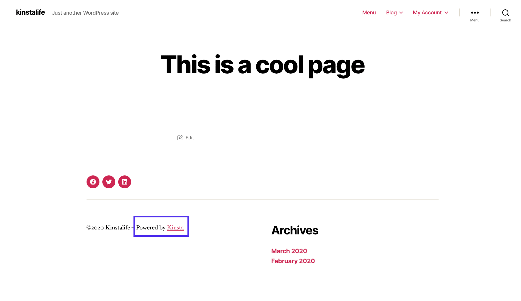 Ein Beispiel für einen Kinsta 