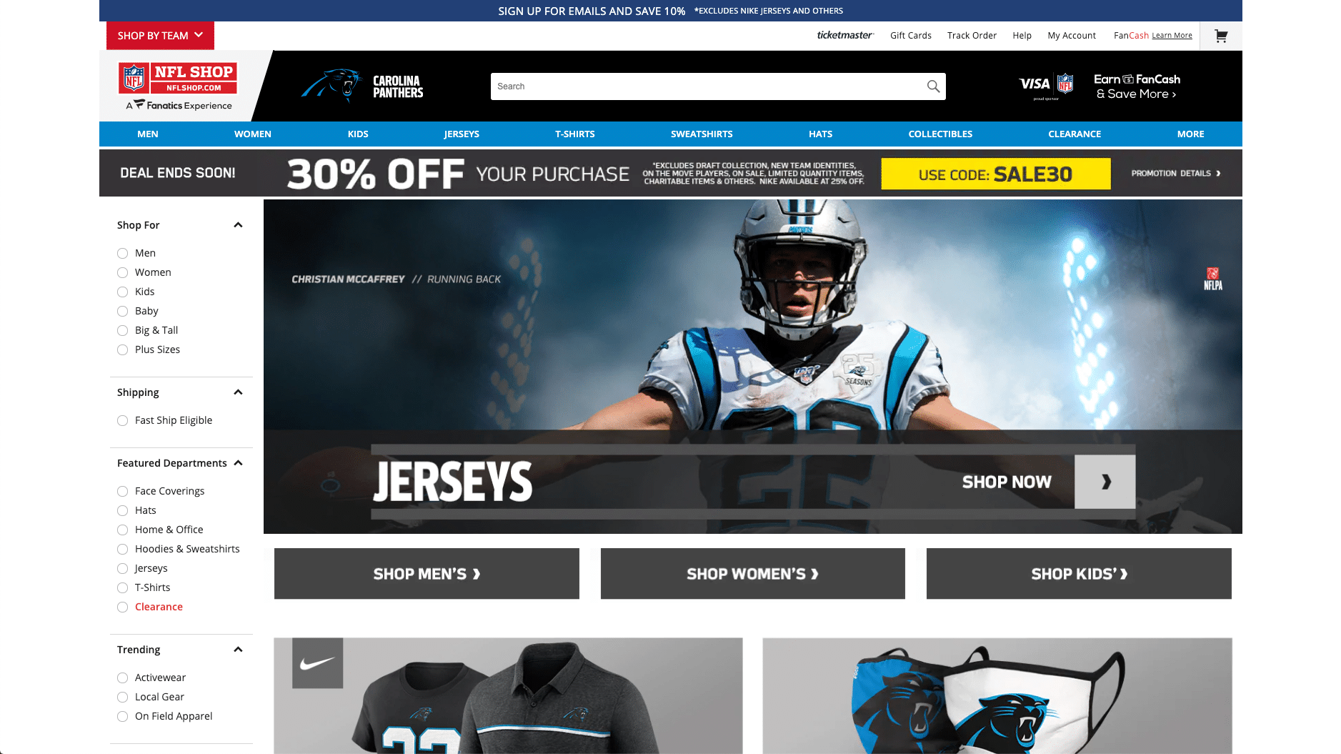 Carolina Panthers, der offizielle NFL-Shop