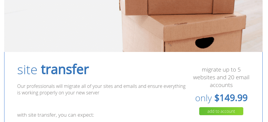 Ein Angebot zur Migration der Bluehost-Seite.