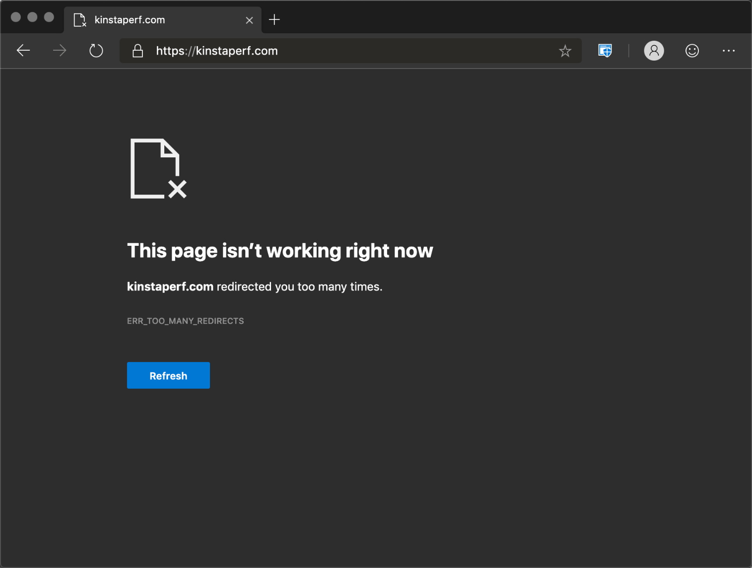 ERR_TOO_MANY_REDIRECTS i Microsoft Edge