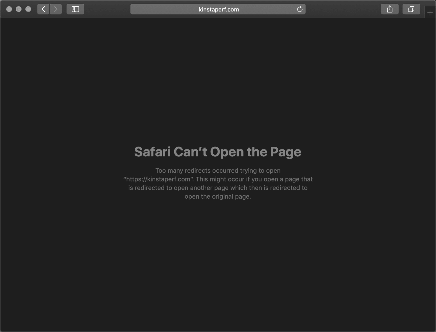 ERR_TOO_MANY_REDIRECTS i Safari