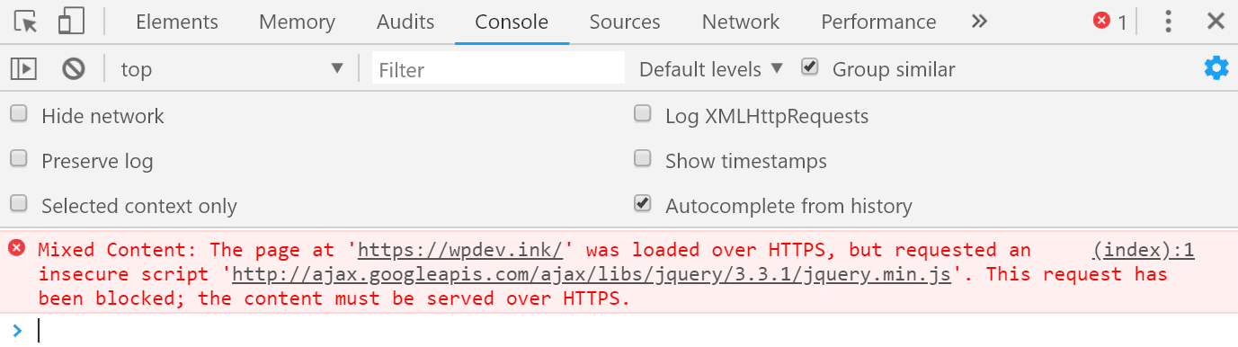 Advarsel om mixed content