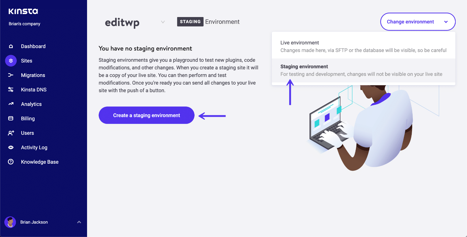 WordPress staging miljø