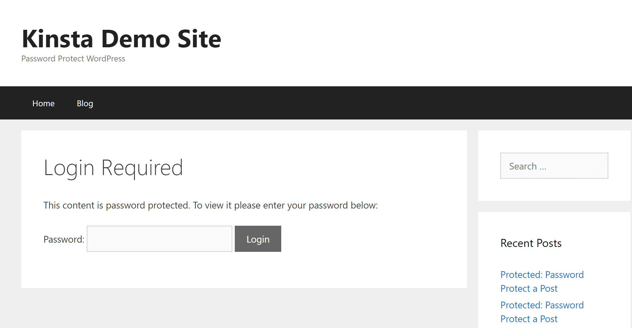 Password formen til at låse op for kategorien