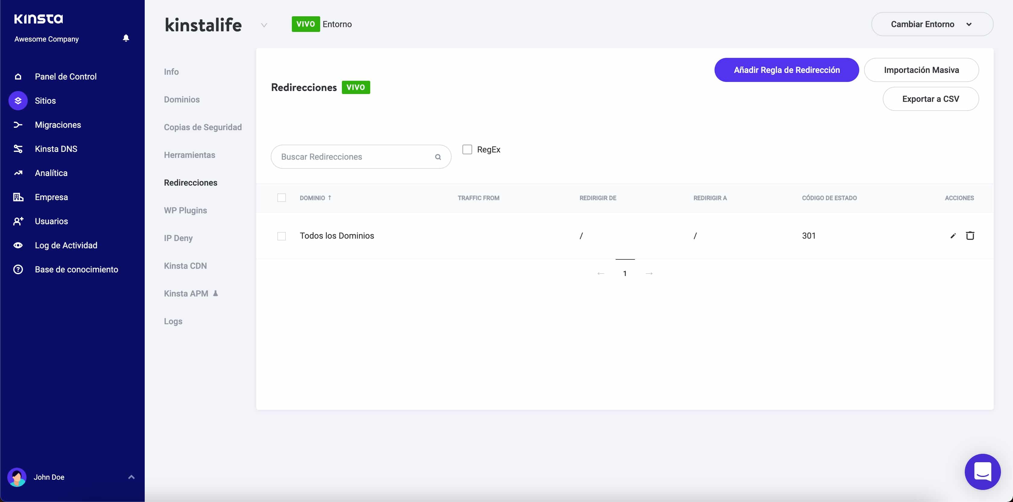 Redirección 301 errónea