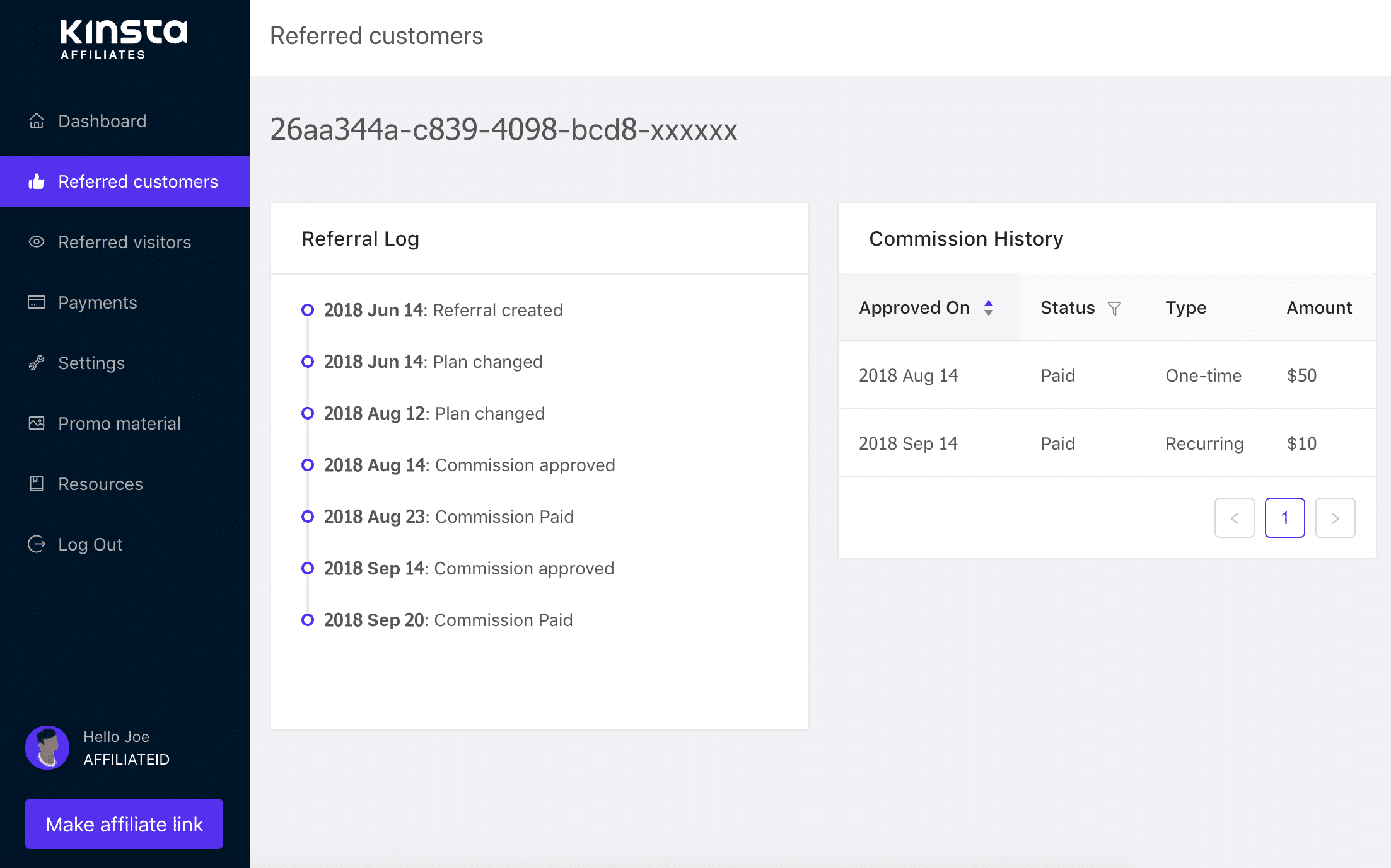 Clientes referidos del sistema de afiliados de Kinsta